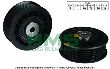 Bms 205 Kayış Gergi Rulmanı (Kanallı) W201 86>90 W124 86>92 W210 96>99 R129 89>93 Sprinter 95>01