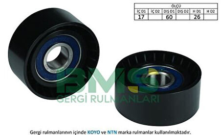 Bms 256 V Kayış Gergi (Alternatör) Rulmanı P206 P206 (T3E) Xsara II Xsara Pıcasso Tu3A 1.4 1.6 8V 16V Partner II Berlıngo II 1.4 8V 1.6 16V Cap 60Mm. Yukseklık 26Mm