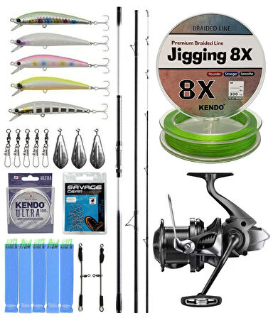 YekOutdoor Surf Seti Shimano Kamış Beastmaster K Surf Hybrid 4,50m 225g 3pc K-type DPS&Shimano Makina Aerlex XTC 14000