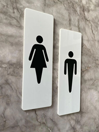 Beyaz Minimal Seri Kadın&Erkek Wc Yönlendime Levha Seti