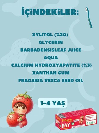 The Prouvee Reponses  Doğal Organik Bebek Ve Çocuk Çilekli Diş Macunu 50 Ml (Florürsüz)