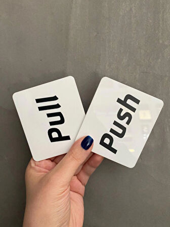 Beyaz Minimal Seri Push - Pull (İtiniz - Çekiniz) Kapı Uyarı Levhası