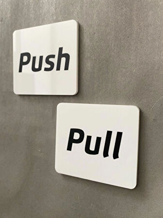 Beyaz Minimal Seri Push - Pull (İtiniz - Çekiniz) Kapı Uyarı Levhası