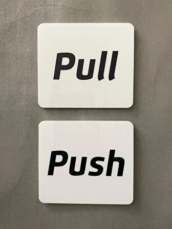 Beyaz Minimal Seri Push - Pull (İtiniz - Çekiniz) Kapı Uyarı Levhası