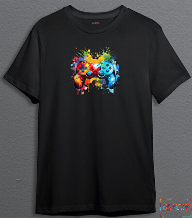 BUMETA Renkli Oyun Kolu Gamer Oyuncu Unisex Tişört T-Shirt