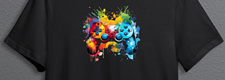 BUMETA Renkli Oyun Kolu Gamer Oyuncu Unisex Tişört T-Shirt