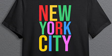 BUMETA New York City Renkli Yazı Unisex Tişört