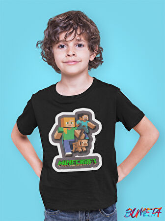 Bumeta Minecraft Alex Steve Karakter Characters Oyun Game Çocuk Tişört T-shirt