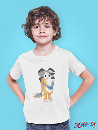 Bumeta Bluey Sevimli Köpek Kardeşler Frisky Çocuk Tişört T-shirt