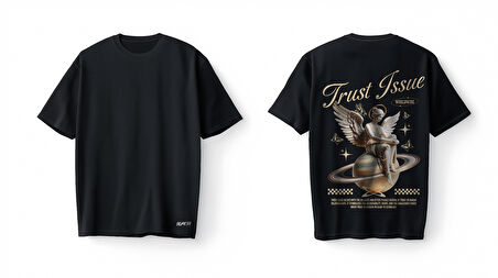 Bumeta Trust Issue Angel Saturn Graphic Oversize Unisex Tişört T-Shirt