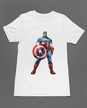 Bumeta Captain America Kaptan Amerika Marvel Unisex Tişört T-Shirt