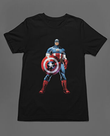 Bumeta Captain America Kaptan Amerika Marvel Unisex Tişört T-Shirt