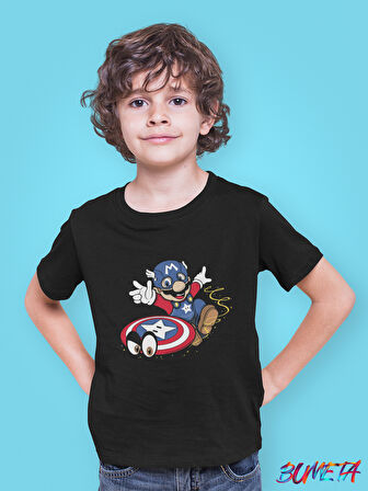 Bumeta Super Mario Captain America Çocuk Tişört T-shirt