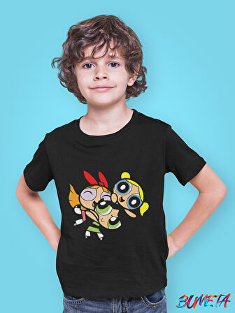 Bumeta Powerpuff Girls Buttercup Bubbles Blossom Çocuk Tişört T-shirt