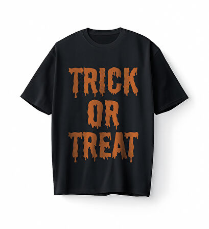 Bumeta Trick Or Treat Turuncu Oversize Unisex Tişört T-Shirt