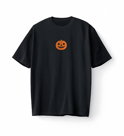 Bumeta Halloween Pumpkin Face Bal Kabağı Oversize Unisex Tişört T-Shirt