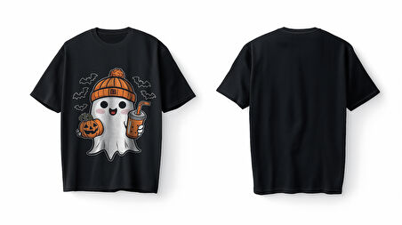 Bumeta Sevimli Hayalet Baskılı Cadılar Bayramı Halloween Oversize Unisex Tişört T-Shirt