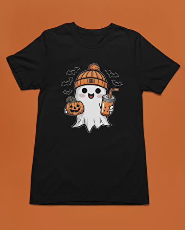 Bumeta Sevimli Hayalet Baskılı Cadılar Bayramı Halloween Unisex Tişört T-Shirt