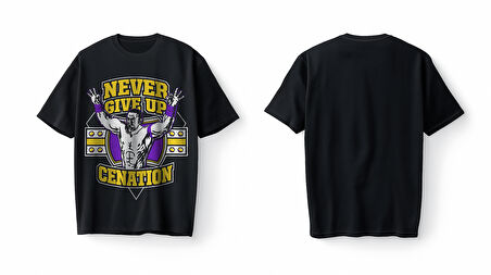 Bumeta John Cena Never Give Up Motivasyon Oversize Unisex Tişört T-Shirt