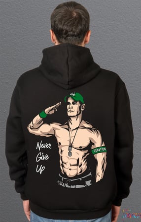 Bumeta John Cena Never Give Up Selam Amerikan Güreşi Sweatshirt Unisex Kapüşonlu Hoodie