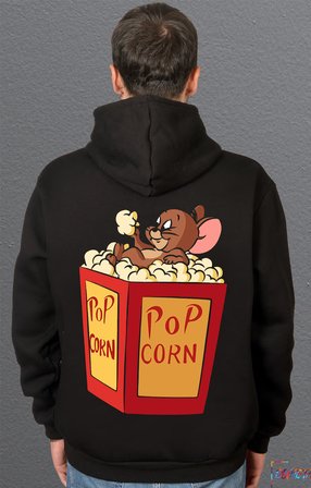 Bumeta Tom And Jerry Pop Corn Kedi Çizgi Film Sweatshirt Unisex Kapüşonlu Hoodie