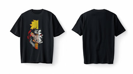 Bumeta Naruto Kakashi Anime Face Japanese Korea Oversize Unisex Tişört T-Shirt