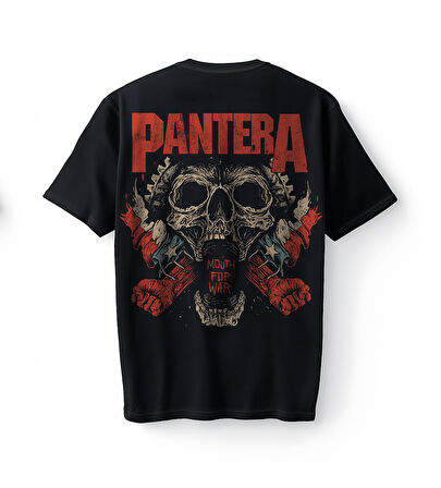 Bumeta Pantera Skull Kuru Kafa Heavy Metal Baskılı Oversize Unisex Tişört T-Shirt