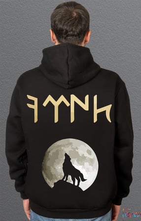 Bumeta Bozkurt Kurt Türk Dolunay Göktürkçe Ay Baskılı Sweatshirt Unisex Kapüşonlu Hoodie