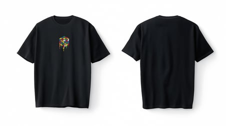 Bumeta Rubik Zeka Küpü Renkli Kombinasyon Akışkan Baskılı Oversize Unisex Tişört T-Shirt