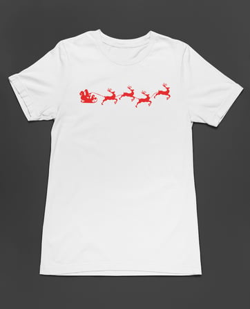 Bumeta Yılbaşı Santa Claus Geyik Silüet Noel Baba Baskılı Unisex Tişört T-Shirt