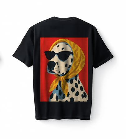 Bumeta Siyah Dalmaçyalı Köpek Dog Graphic Streetwear Baskılı Oversize Unisex Tişört T-Shirt