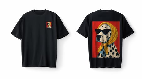 Bumeta Siyah Dalmaçyalı Köpek Dog Graphic Streetwear Baskılı Oversize Unisex Tişört T-Shirt