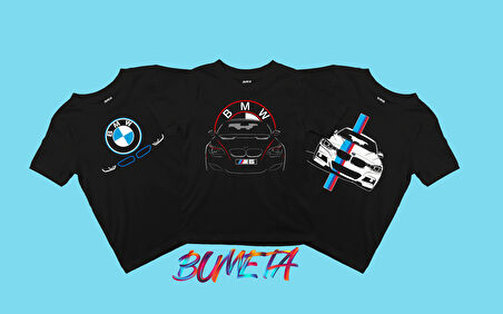 Bumeta 3'lü Paket Bmw M Sport Car Logo Araba Çocuk Tişört T-shirt