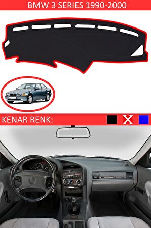 BMW 5 Serisi 1995-2003 İçin Uygun Torpido Koruma Halısı Siyah Kenar Renk Kırmızı