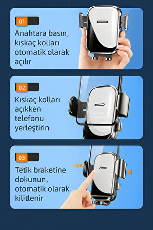 Torpido Üstü Vakumlu Araç Telefon Tutucu 360° Ayarlanabilir Uzun Kollu