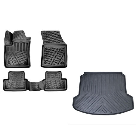 Renault Megane 4 Sedan Çift Kulaklı 2016 Sonrası 3D Araca Özel Paspas ve Bagaj Havuzu