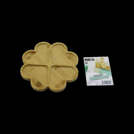 bambu yuvarlak 4 bölmeli sunum tepsisi 21x1.4 cm (36'lı paket)