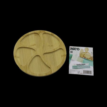 bambu 5 bölmeli yuvarlak servis tepsisi 20 x 1.4 cm