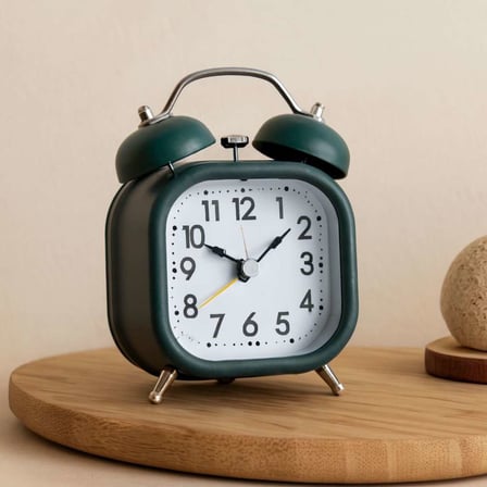 Çift Zilli Metal Kasalı Işıklı Pilli Masa Çalar Saat (8.8 cm)
