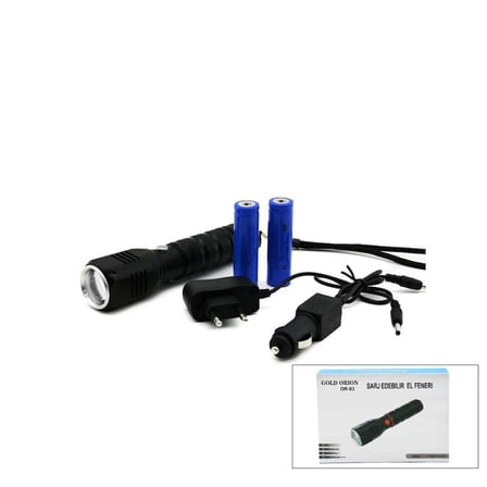 Zoomlu COB LED Şarjlı Metal El Feneri 3000 Lümen 17 cm