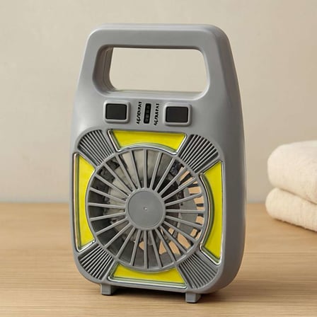 USB Şarjlı 2in1 Mini Fan ve Fener 10W – 2 Kademe, Su Geçirmez, Taşınabilir