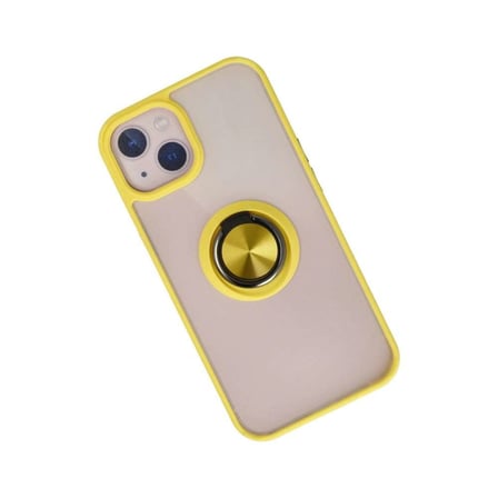 İphone 13 Kılıf Montreal Yüzüklü Silikon Kapak - Sarı