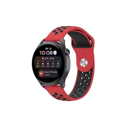 Watch 20mm Spor Delikli Kordon - Kırmızı-siyah
