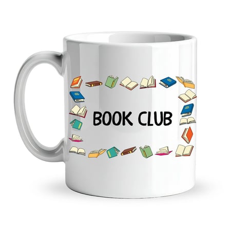 Book Club Yazılı Kupa Model 244 Kitap Temalı Renkli Baskılı Seramik Kahve Kupası