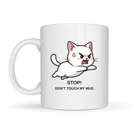 Stop Don’t Touch My Mug Yazılı Kedi Tasarımlı Kupa Model 211 Komik Baskılı Seramik Kahve Kupası
