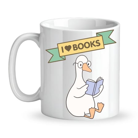 I Love Books Yazılı Tasarım Kupa Model 206 Kitap Severlere Özel Seramik Kahve Kupası Hediye Seçeneği