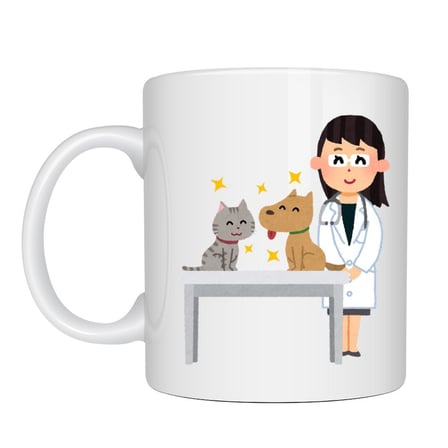 Veteriner Temalı Porselen Kupa MODEL 179 – Kedi ve Köpekli Sevimli Veteriner Tasarımlı Kahve Kupası 