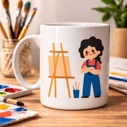 Ressam Tasarımlı Porselen Kupa MODEL 163 – Sanatçı Temalı Kahve Kupası – Ressam Hediyesi – Sanat Sev