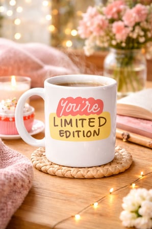 You’re Limited Edition "SEN EŞSİZSİN" Yazılı Porselen Kupa MODEL 152 – Motivasyon Temalı, Özel Tasar