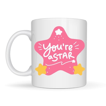 You’re a Star "SEN YILDIZSIN" Yazılı Porselen Kupa MODEL 154 – Motivasyon Temalı, Özel Tasarım Kahve